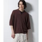 [NANO universe] короткий рукав вязаный L светло-коричневый мужской 