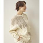 ショッピングクリップ ニット セーター 5ゲージふわかるパッチワークニット レディース