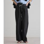 ジーンズ デニム デニムパンツ ウエスト切り替えワイドデニムパンツ レディース