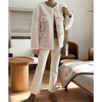 コート アウター ゴールドボタンボアジャケット レディース