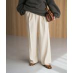 スラックス パンツ 裏起毛ジョーゼットタックイージーパンツ レディース