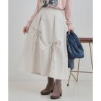 ショッピングリボン スカート リボンタック ピーチ起毛 フレアスカート