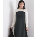 ワンピース 配色ビスチェニットワンピース「洗濯機OK」