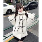 ダウンコート ダウンジャケット リボンボアジャケット レディース