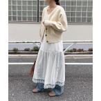 ワンピース 裾レース切替サテンキャミワンピース