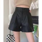パンツ フェイクレザーショートパンツ レディース