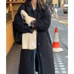 ショッピング中綿 ノーカラーコート コート 中綿ロングコート レディース