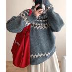 ニット セーター ノルディック柄ニットプルオーバー レディース