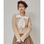 ショッピングケーブル ニット セーター ボウタイケーブルニットプルオーバー レディース