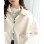 ブルゾン アウター 360度美フォルムを操る。ビッグポケット裾ドロストダブルジップダンボール素材ジャケットブルゾン レディース