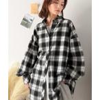 ショッピングシャツ ブラウス シャツ トレンド感たっぷり、ゆったりとしたシルエットで大人の抜け感を演出。微起毛オーバーサイズチェックシャツ レディース