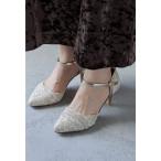 ショッピングラメ パンプス ラメレースパンプス ストラップ 結婚式 二次会 同窓会 成人式 パーティー フォーマル オケージョン