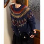 ショッピングノルディック ニット セーター ノルディック柄ニットトップス レディース