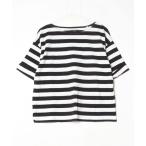 「GLOBAL WORK」 ボーダー柄半袖Tシャツ M ブラック レディース
