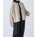 ジャケット ノーカラージャケット 圧縮ウールショートジャケット レディース