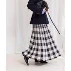 スカート 「手洗い可能」チェックニットスカート