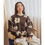 ニット セーター フラワージャガードニットプルオーバー レディース