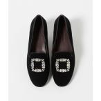 パンプス ラウンドオペラビジュー フラット10↑