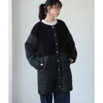 ショッピングボア ノーカラーコート コート ボア×ひょうたんキルティングコート レディース