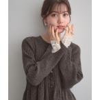 ショッピングブローチ カーディガン 「袖口レース・着映え」短毛モールペプラム カーデ レディース