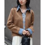 ショッピングドゥ カーディガン デニム切替ニットカーディガン レディース