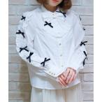 ショッピングリボン ブラウス シャツ 配色リボンブラウス レディース