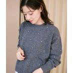 ニット セーター ビジュークルーニット レディース