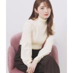 ニット セーター タートルネックタックパフスリーブニット「洗濯機OK」 レディース