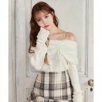 ショッピングリボン ニット セーター フェザーオフショルニット レディース