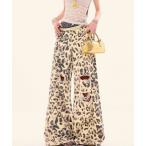 ショッピングレオパード パンツ 「CANVAS＋」レオパードウエスト切り替えダメージワイドパンツ レディース メンズ