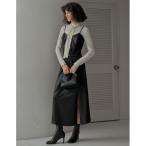 ショッピングAライン ワンピース 「2025 WINTER PRE ORDER」「低身長/高身長サイズ有」フェイクレザーサイドスリットAラインキャミワンピース