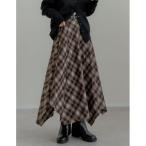 ショッピングリエディ スカート 「2025 WINTER PRE ORDER」起毛チェック柄アシンメトリースカート