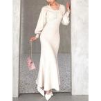 ショッピングリボン ワンピース レイヤードマーメイドニットワンピース