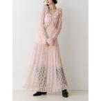 ワンピース ラッフルフリルレースロングワンピース