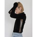 ショッピングベロア tシャツ シアーベロアハイネックロングスリーブTee レディース