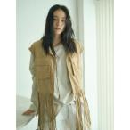 ショッピングスウェード コート アウター フェイクスウェードフリンジベスト レディース