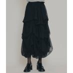 ショッピングシフォン スカート タックバルーンボリュームシフォンロングスカート