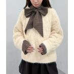 ニット セーター フェザーモールケーブルニットプルオーバー レディース