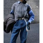 ベスト ジレ 「LALLIA MU」ケーブルニットベスト レディース