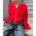 パーカー WZIPフリル起毛スウェット レディース