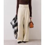 ショッピングウール パンツ 起毛ウールライク版ベルトディテールタックワイドパンツ レディース
