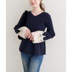 ニット セーター 袖レースペプラムニット レディース