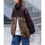 ショッピングレオパード ブルゾン アウター 「etsinta/エシンタ」リメイクフリースオーバージャケット レディース メンズ