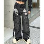 ショッピングダメージ パンツ ダメージポケットカーゴデニム レディース メンズ
