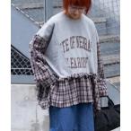 ショッピングフリル tシャツ 「etsinta/エシンタ」リメイクチェックフリルtee レディース