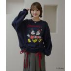 ニット セーター 「Disney/ディズニー」 ミッキーマウス＆ミニーマウス チェックロゴドロストニット レディース