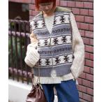 ニット セーター 「etsinta/エシンタ」リメイクミリタリーツイルカウチンベスト レディース メンズ