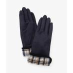 手袋 折返しチェックグローブ レディース