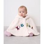 ショッピングポンチョ ベビー ロゴ刺しゅうアップリケフラッフィーポンチョ