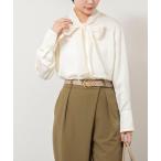 ショッピングサテン ブラウス シャツ ウォッシャブルサテンドビーボウタイブラウス レディース